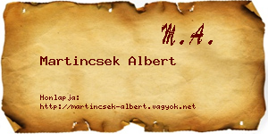 Martincsek Albert névjegykártya